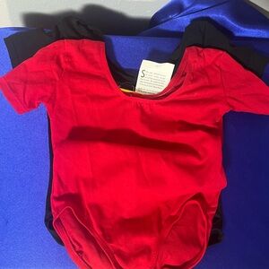 Danskin Red Bodysuit Short Sleeves Stretchy Fabric
